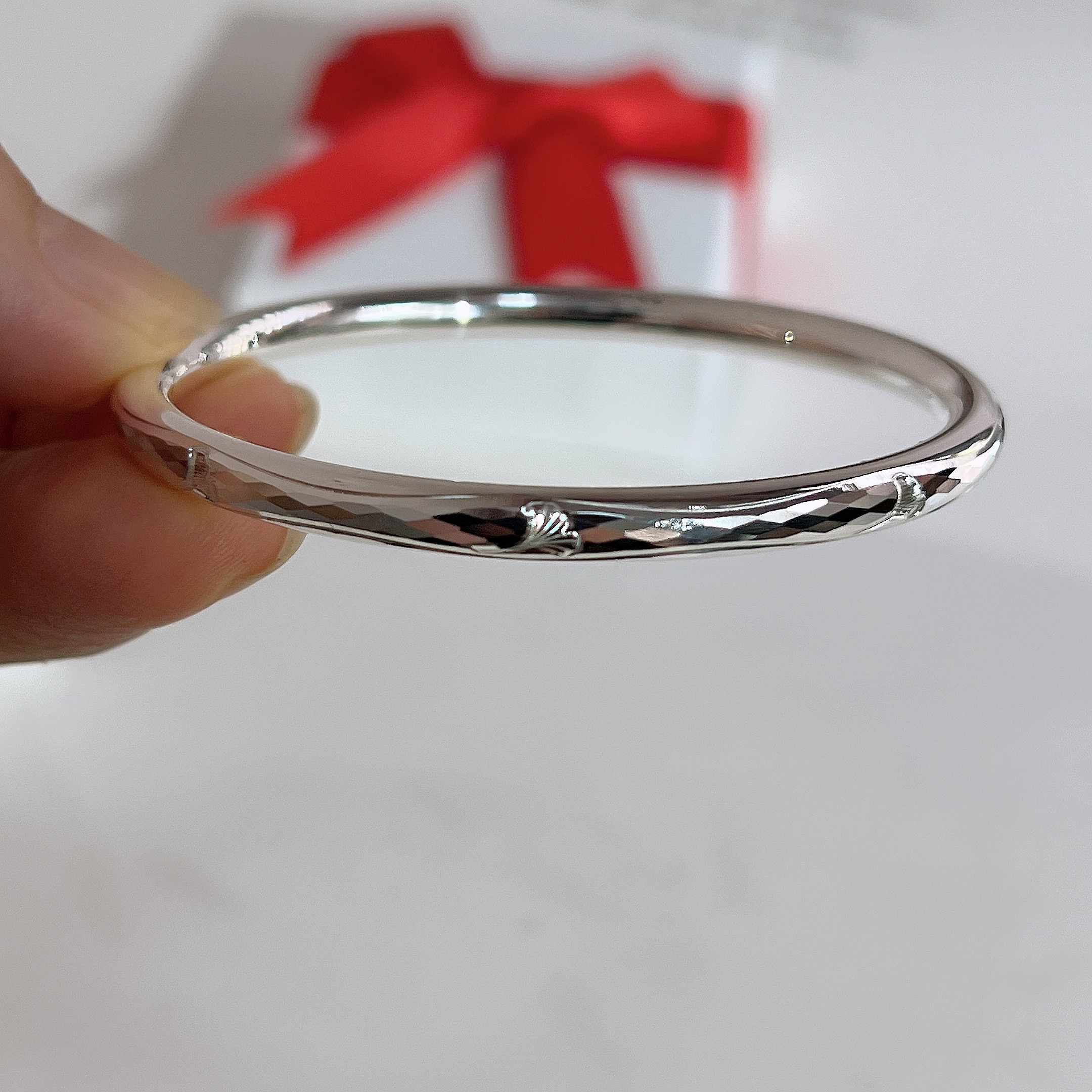 足银手镯 精工纯银999.9时尚简约百搭实心闭口镯子轻奢气质