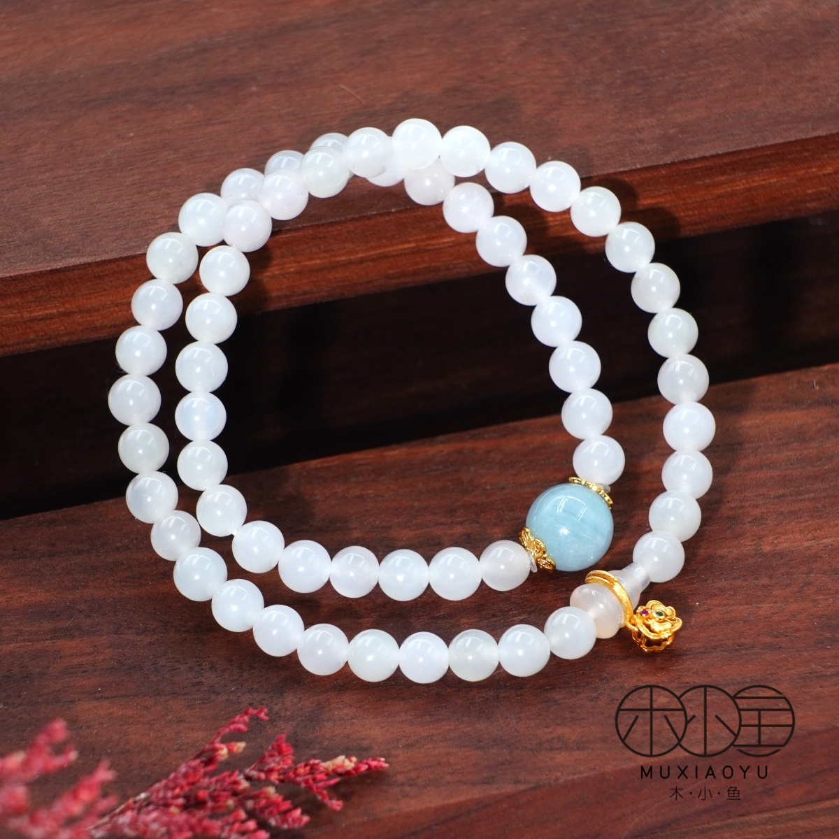 【孤品】天然和田玉6mm白玉双圈手串