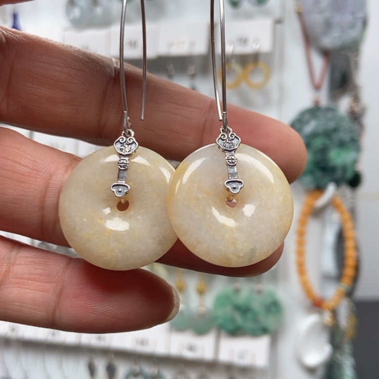 【闪购商品】翡翠耳饰银S925镶嵌优化耳饰