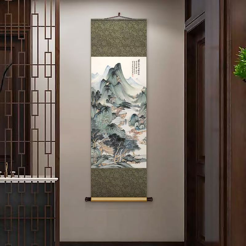 中式水墨风山水画竖版室内客厅办公室书房茶室玄关装饰画多种款式