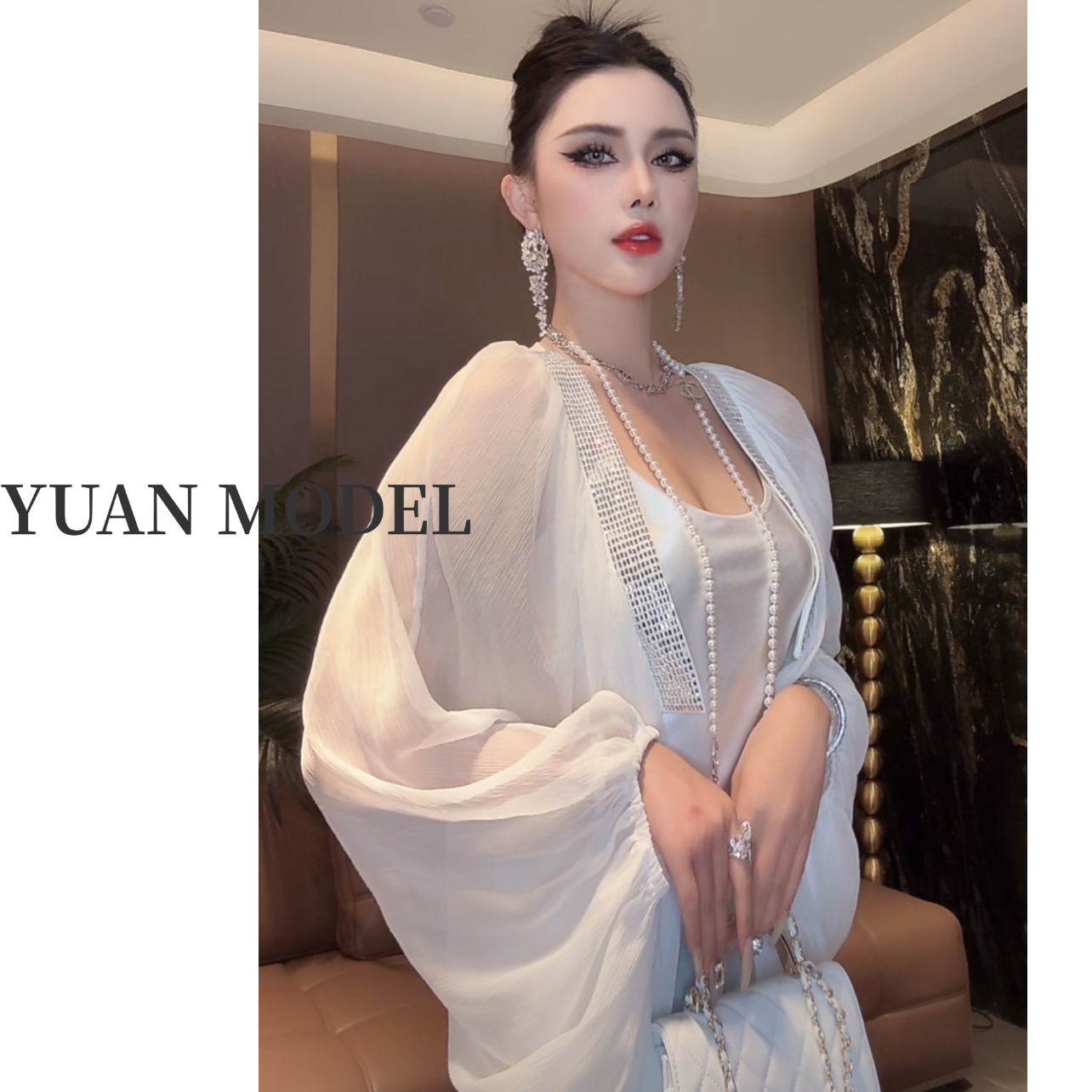 【YUAN MODEL】媛老板-2025春季时装钉珠原创开衫防晒上衣 032836