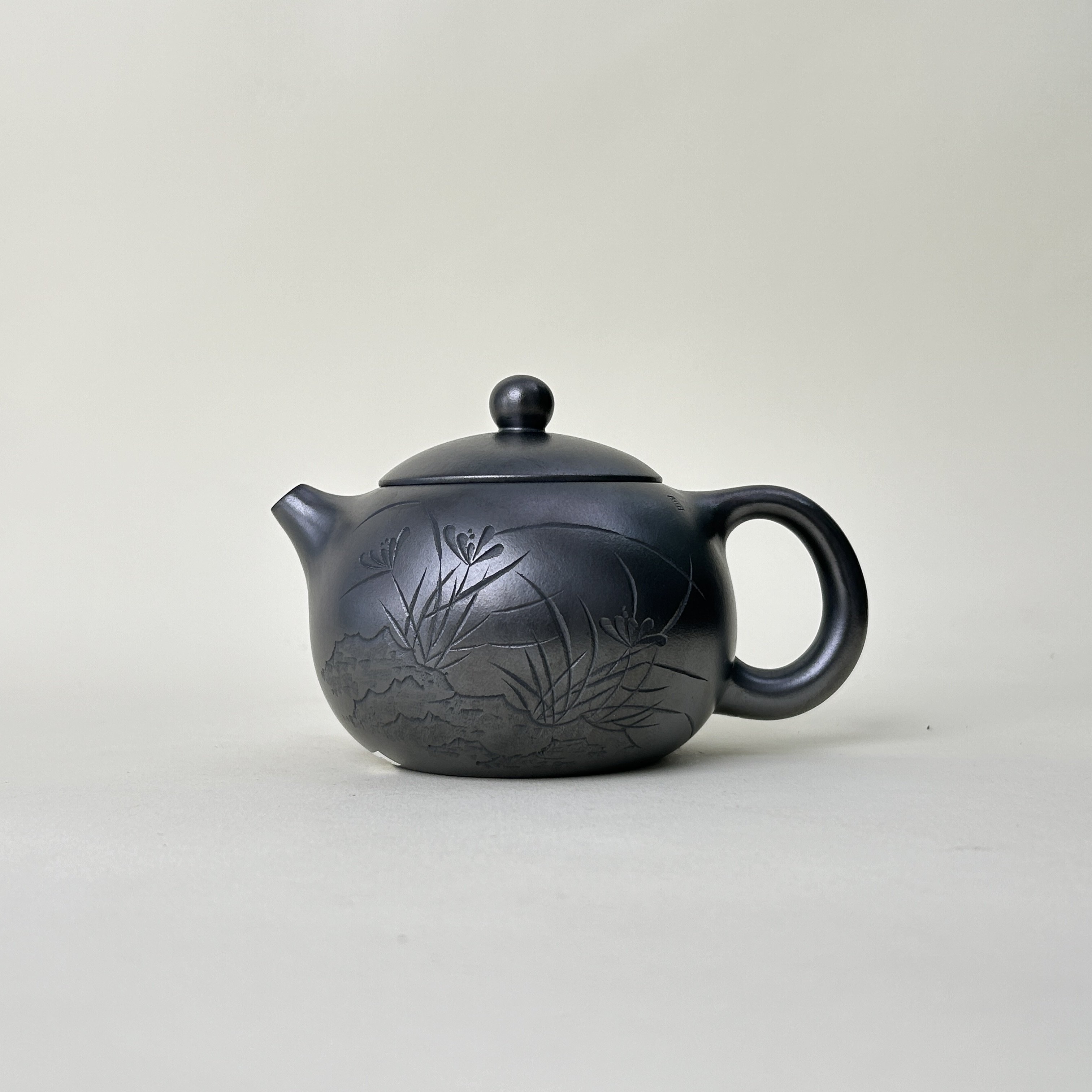 【紫砂一厂】老壶 西施 石黄料 云青刻绘 200CC GS3627-23