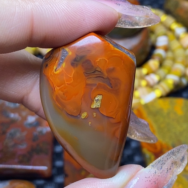 玛瑙/玉髓颈饰足银镀金镶嵌