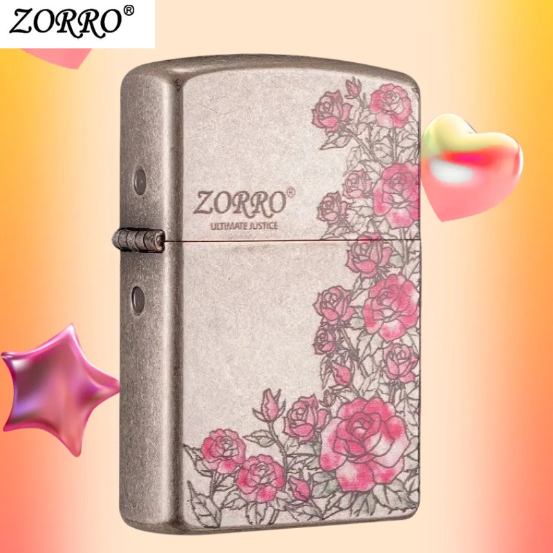 正品ZORRO爱情系列热恋玫瑰防风打火机送男生礼物礼盒装高颜值机