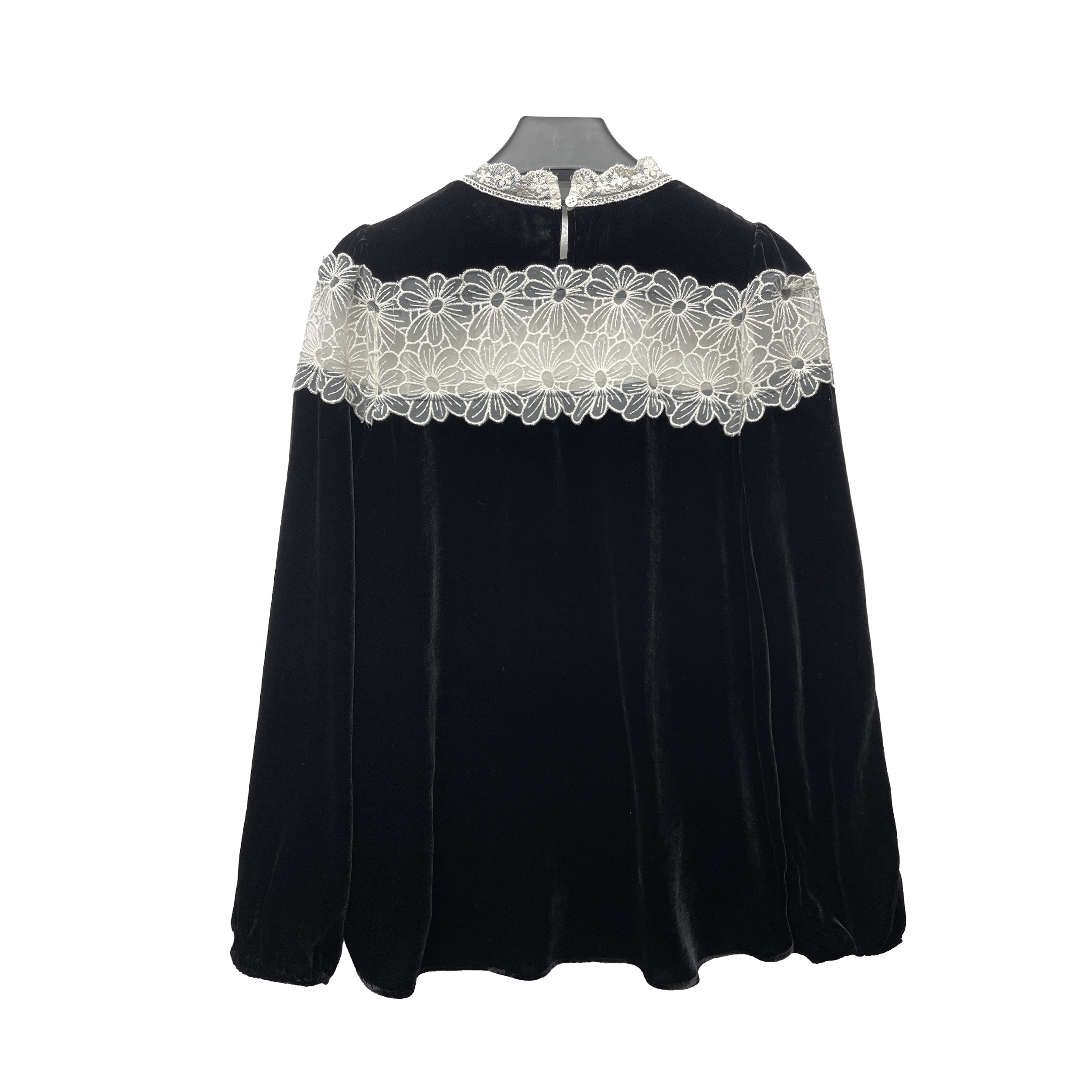 coco055百搭纯色长袖黑色气质时尚设计师重工圆领丝绒上衣