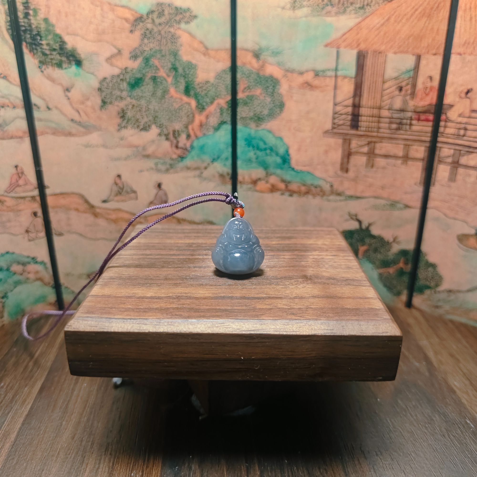 N和田玉烟紫佛公吊坠1288