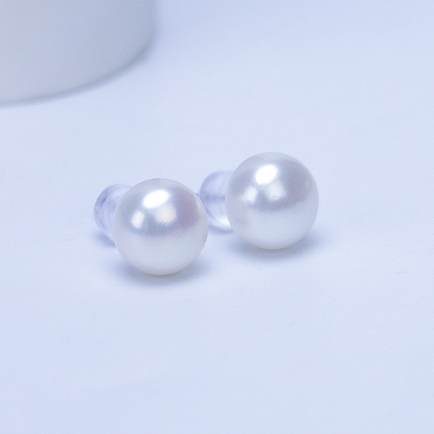 【女神无核大耳钉】天然无核气质空姐素珍珠9-10mm爆大点位s925银针
