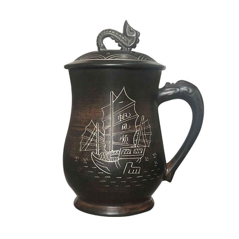 坭兴陶手工海豚杯（一帆风顺）大容量600CC  YJ066