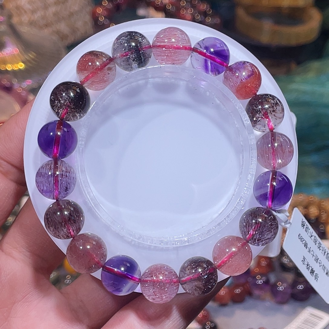 水晶未镶嵌手串浓艳色黑加仑11+