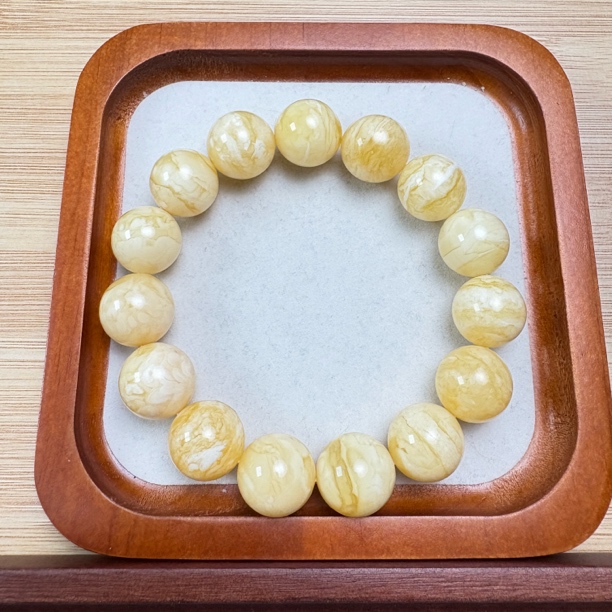 15.8mm 32.33 精品原矿俄料蜜蜡圆珠手串 保真 有质检证书