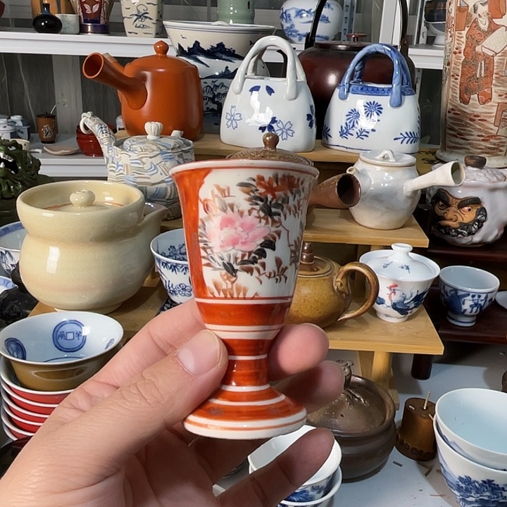 清***年瓷片高足杯子好看的哦