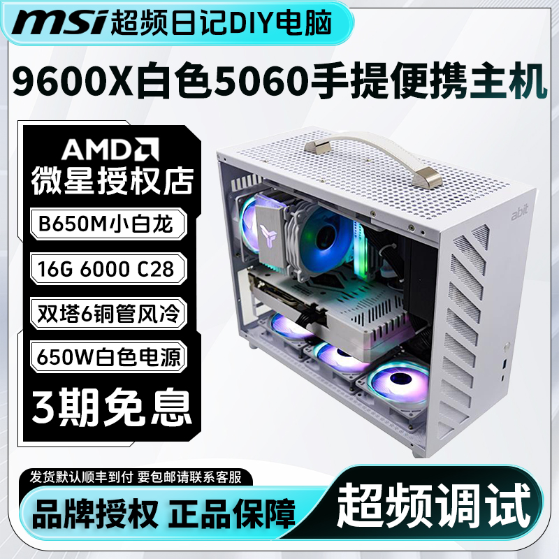MSI/微星手提款9600X主机宿舍小巧迷你便携CS2超频主机带WiFi蓝牙