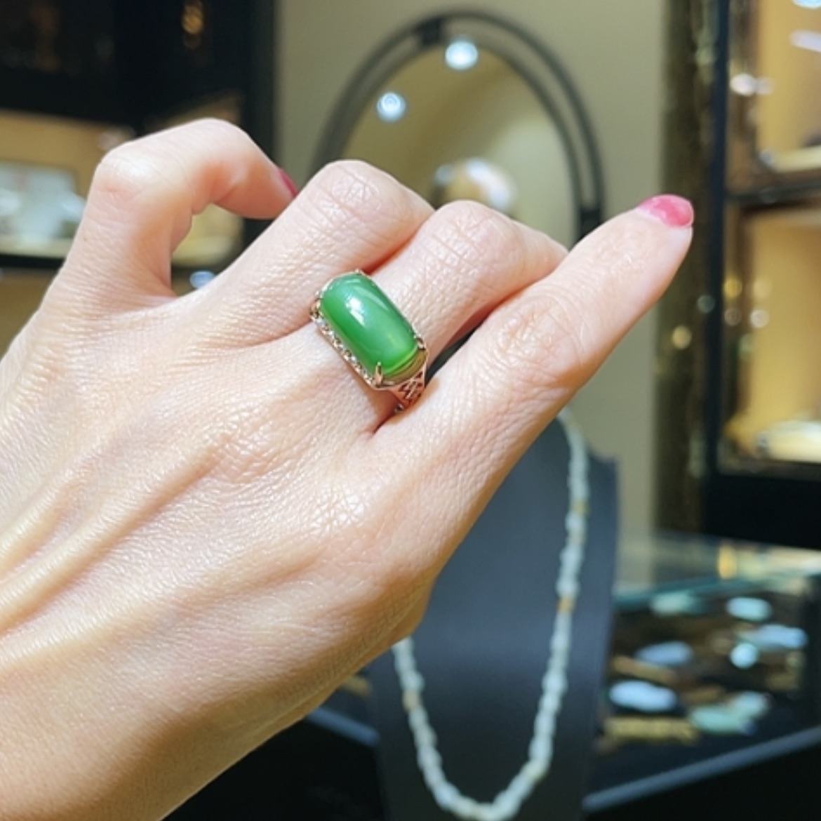 【闪购商品】和田玉戒指银S925镶嵌