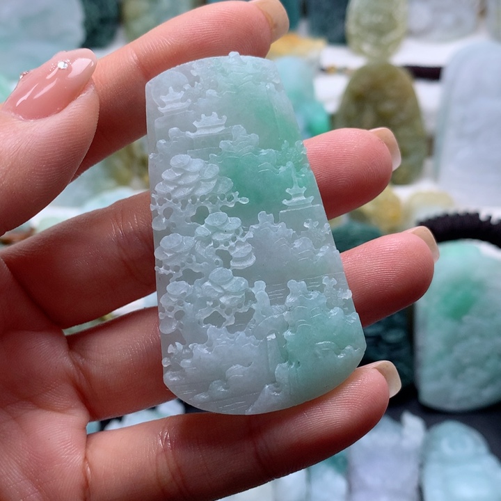 定制翡翠未镶嵌山水