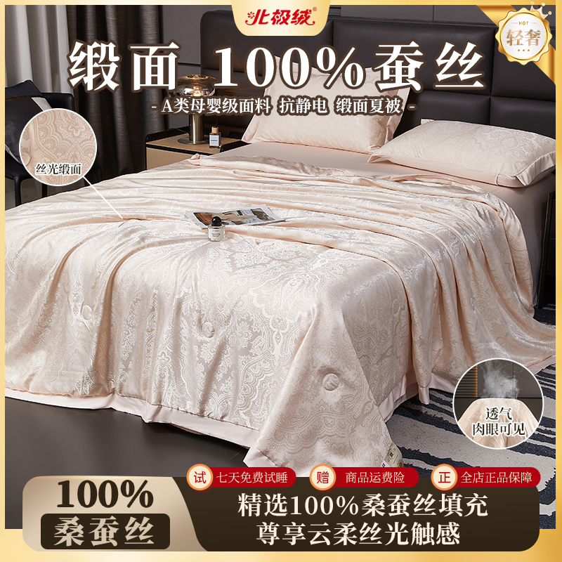 【北极绒】A类丝光缎面100％蚕丝夏凉被宫廷御用真提花面料轻奢复合