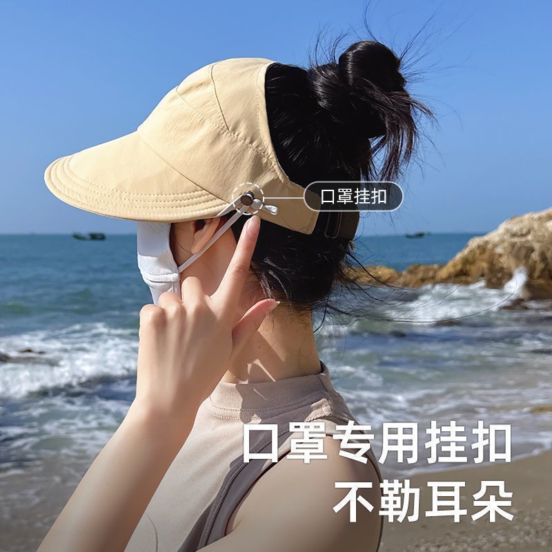 2026露思同款新款防晒帽女空顶高马尾鸭舌渔夫帽子夏户外遮脸速干