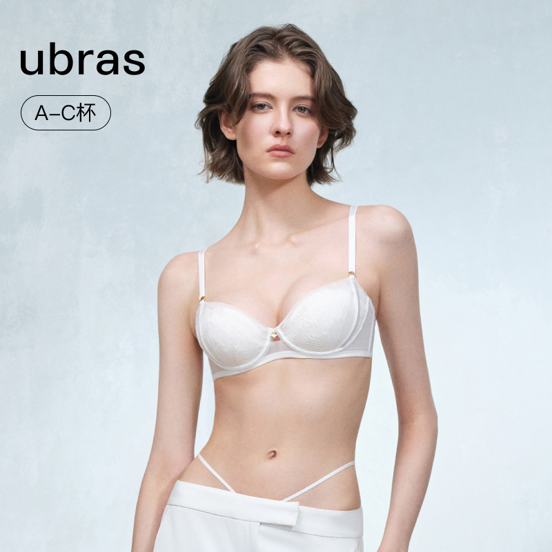 ubras2026早春款远山浅黛刺绣清透半杯文胸