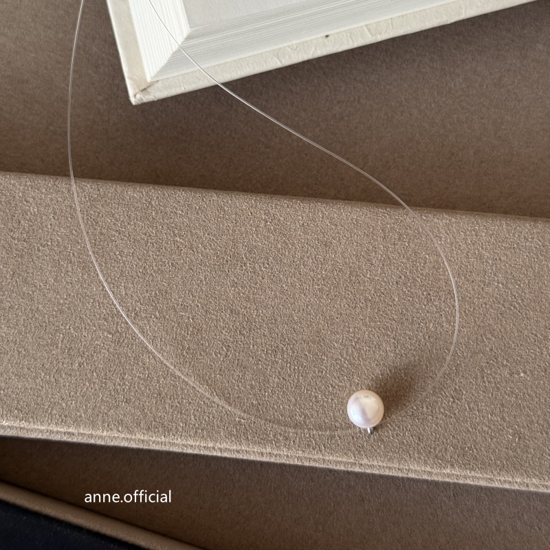 坠链均925银 法式隐形透明单颗珠极简风项链【X699】