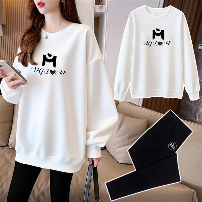 孕妇卫衣长袖套装宽松显瘦百搭休闲鲨鱼裤孕妇装两件套秋冬装圆领