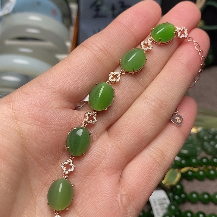 和田玉银S925镶嵌手链