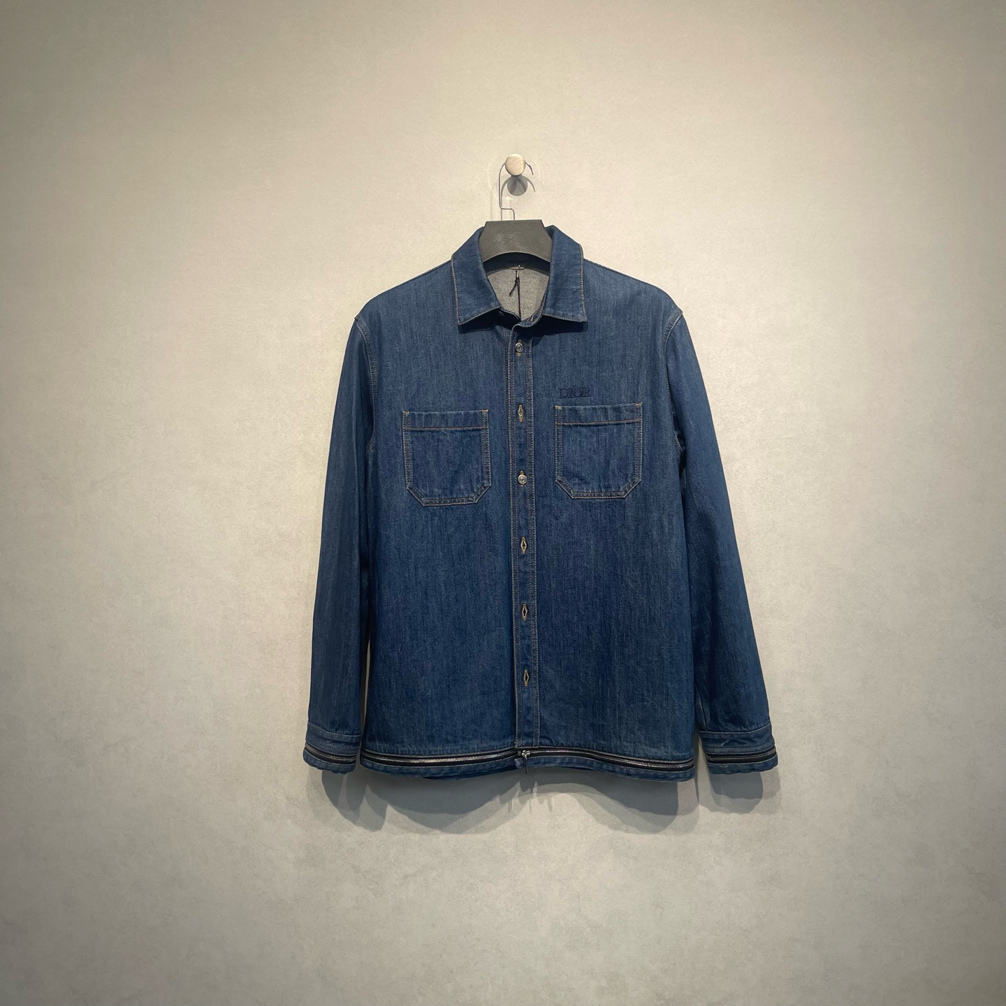 未使用 DIOR/迪奥 logo刺绣可拆拉链牛仔衬衫/39码/DY216860