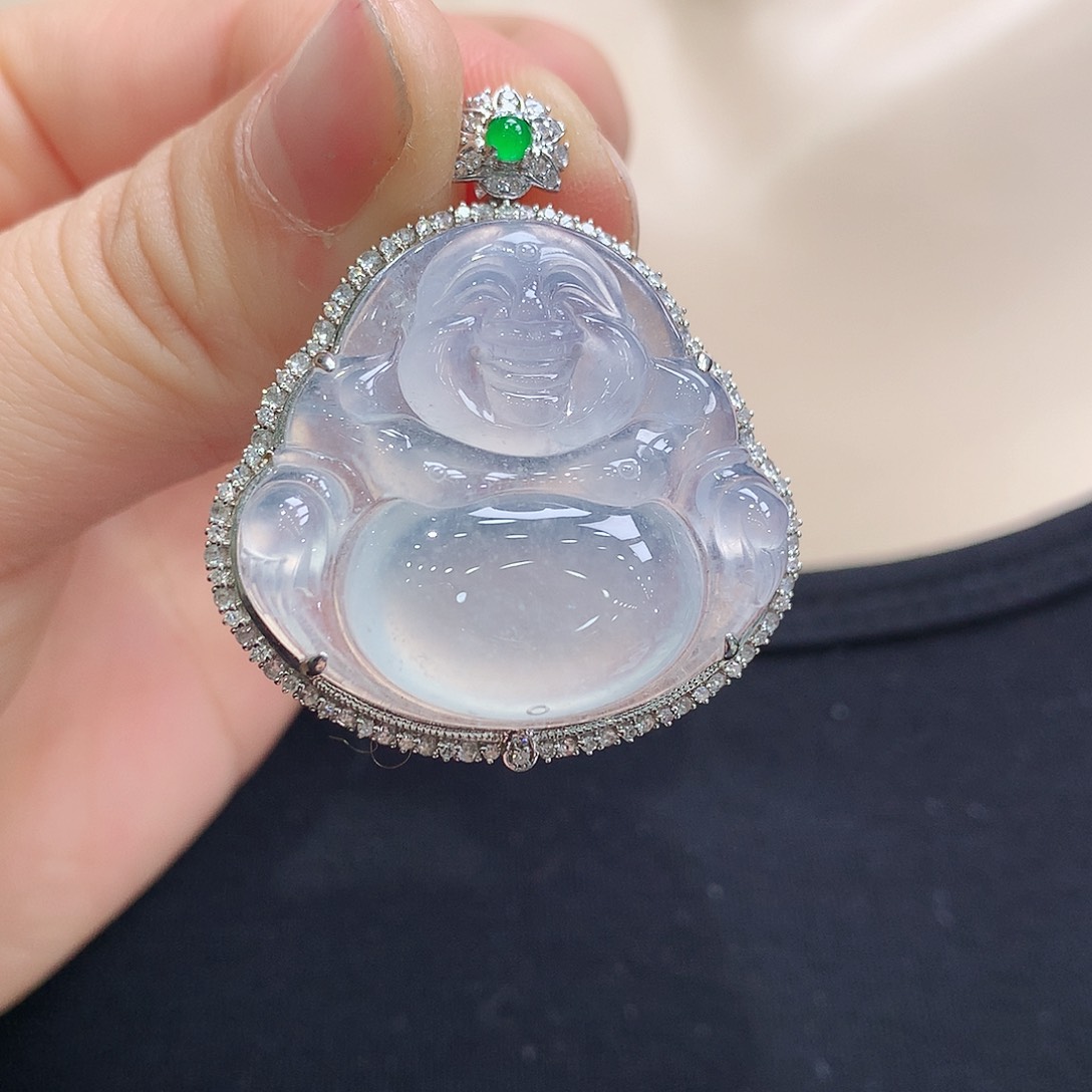 翡翠颈饰18K金镶嵌佛公