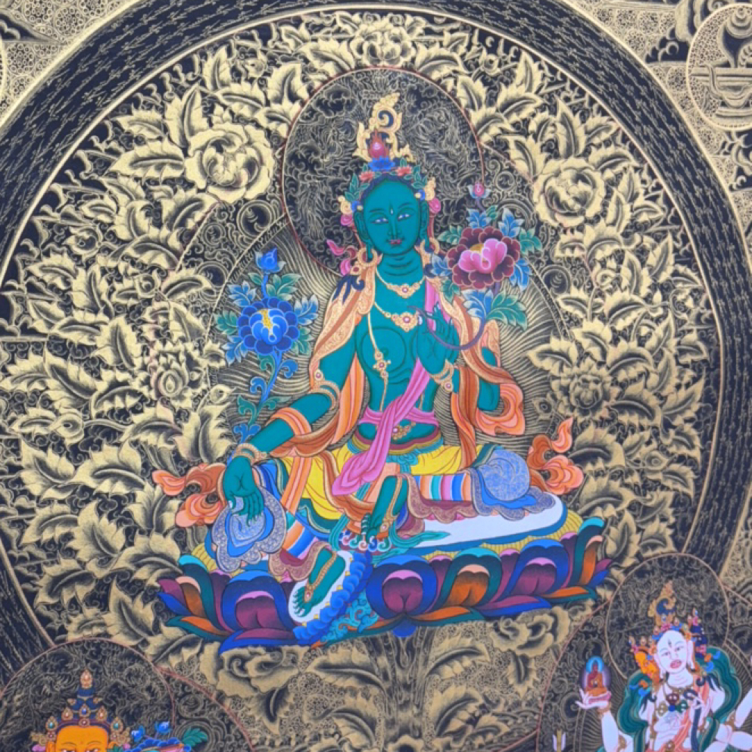 纯手绘唐卡绿度母86✖️73厘米左右