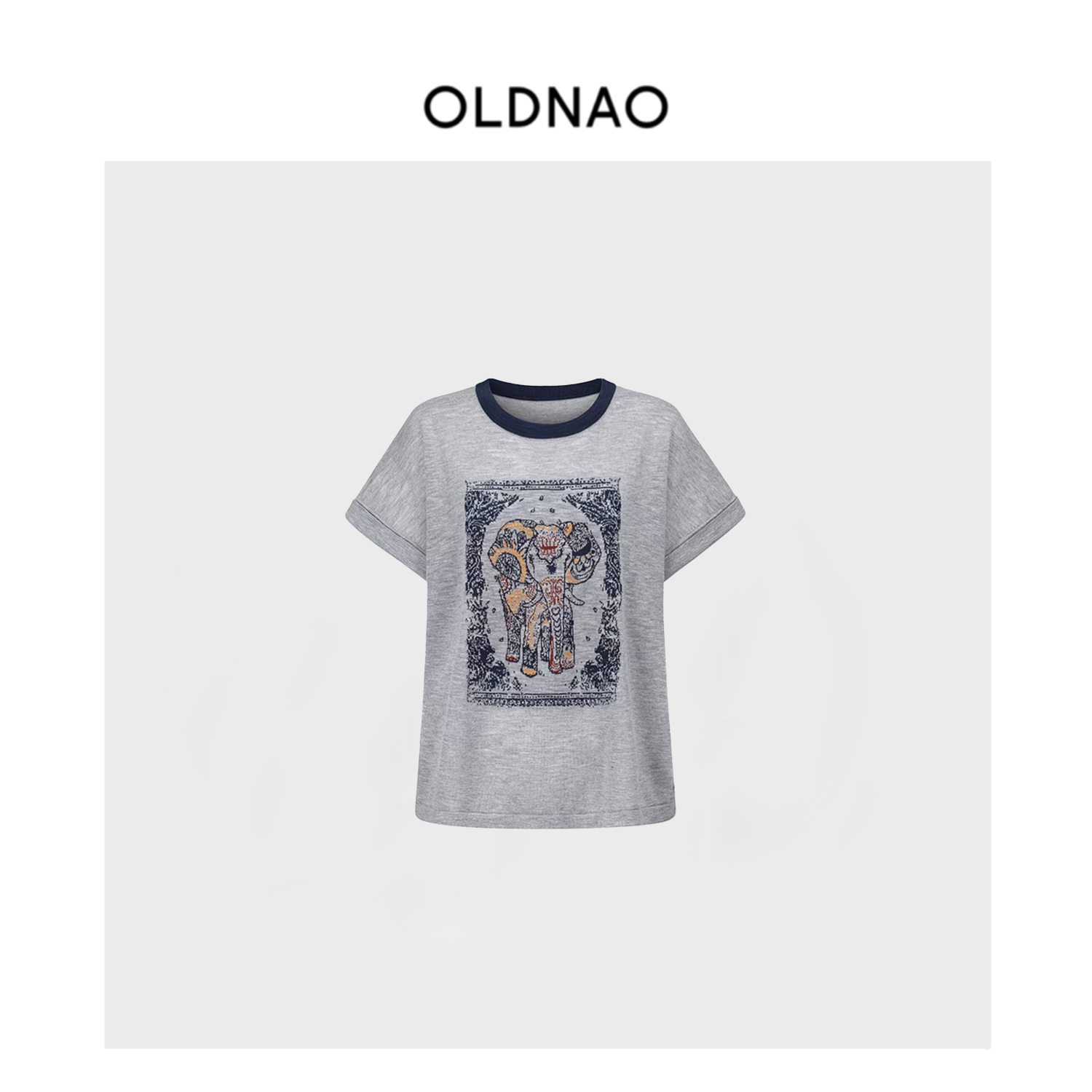 【OLDNAO】品牌订单线天丝亚麻混纺精致刺绣圆领上衣-JJ