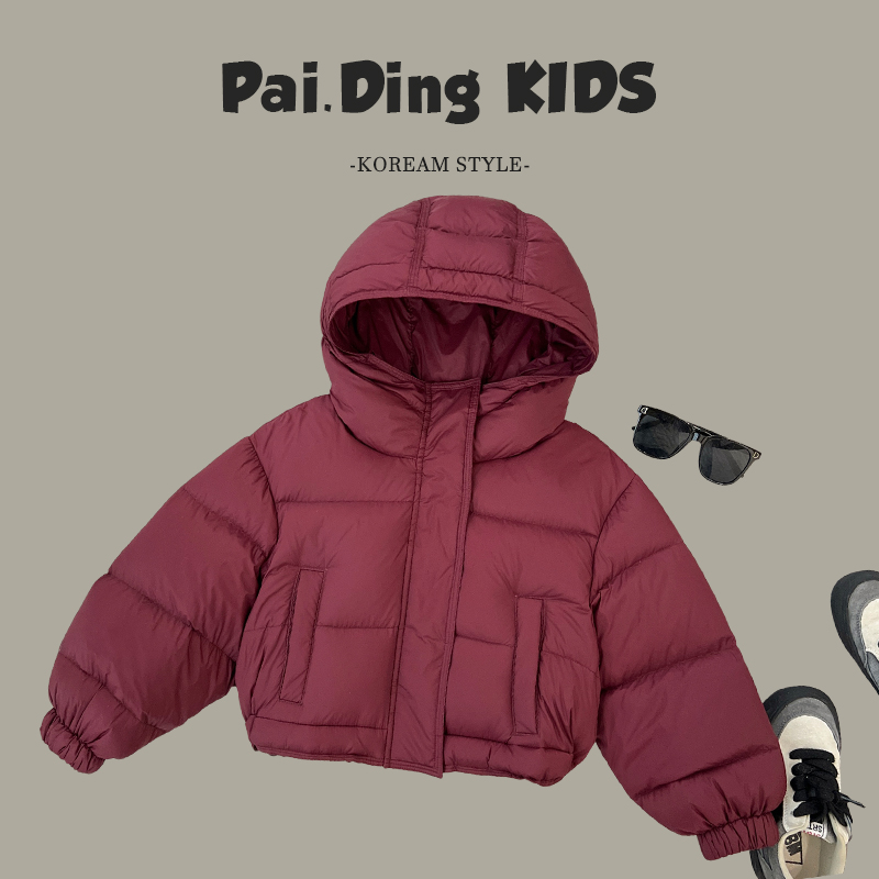 Q现货-冬装儿童韩版时尚简约款休闲宽松气质连帽保暖棉服SJ4909