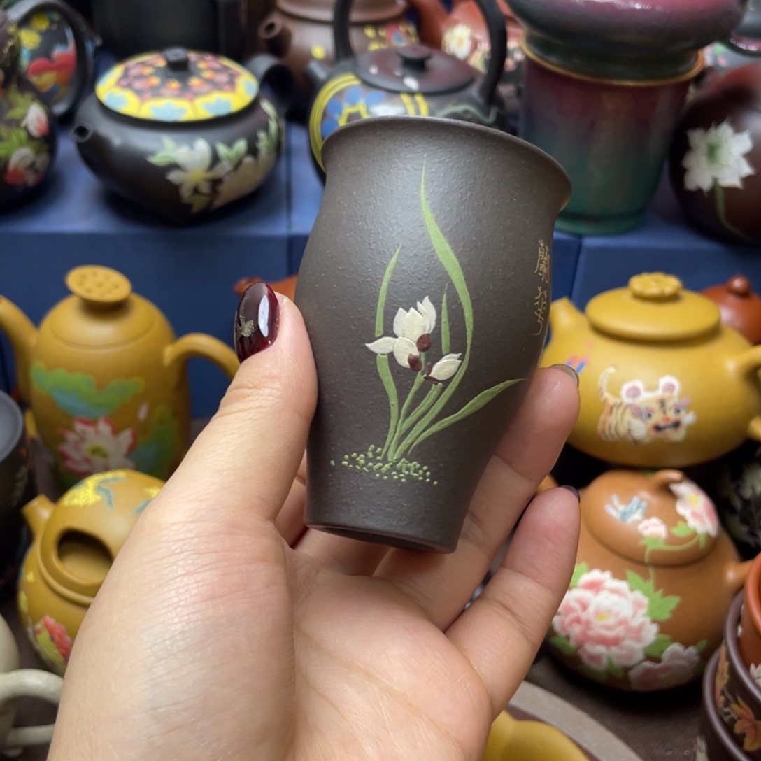 红泥茶杯紫砂主人杯60c