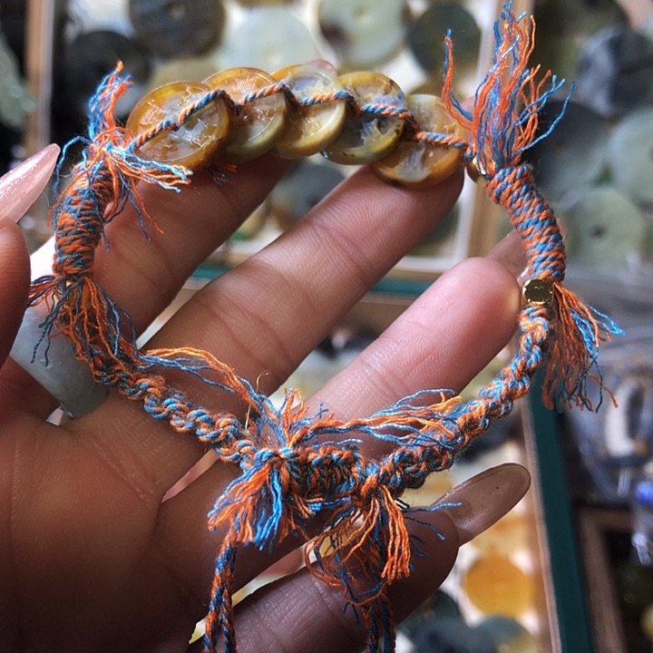 岫玉岫玉五帝钱手链未镶嵌