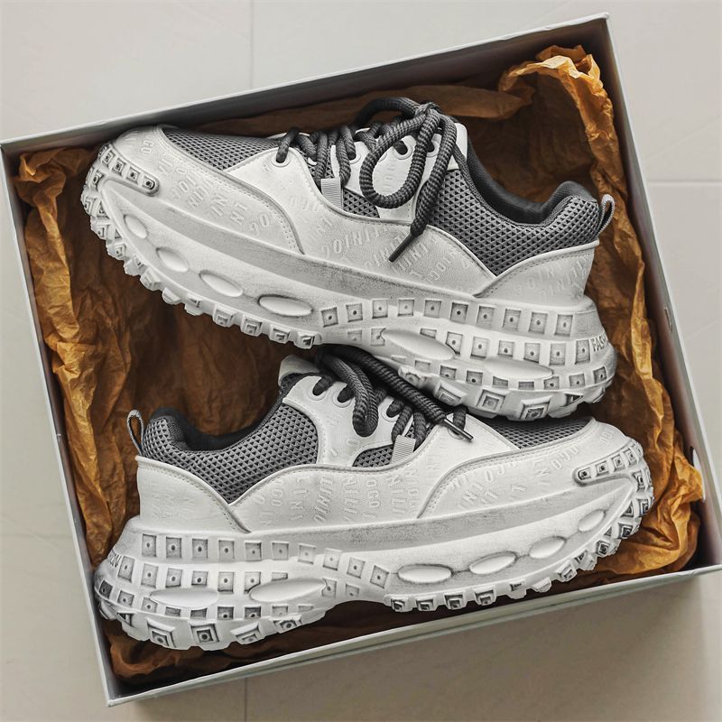 男鞋秋春新款2025增高老爹鞋潮流百搭小众时尚防滑厚底休闲运动鞋