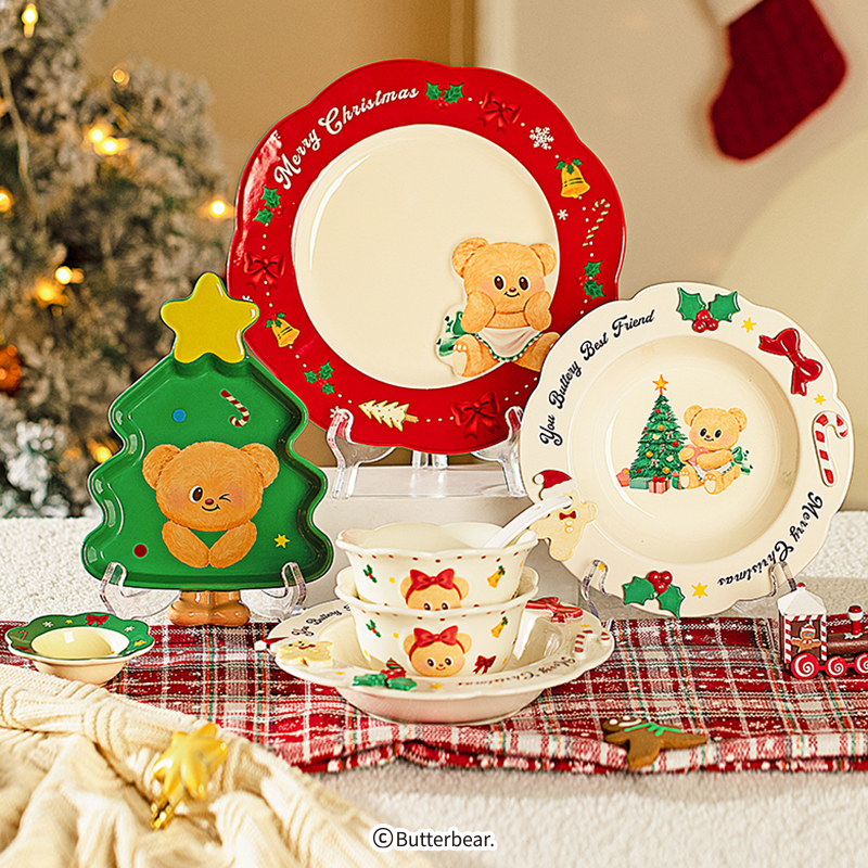 【摩登主妇&黄油小熊】釉下彩圣诞礼物餐具2025新款高颜值碗盘碟