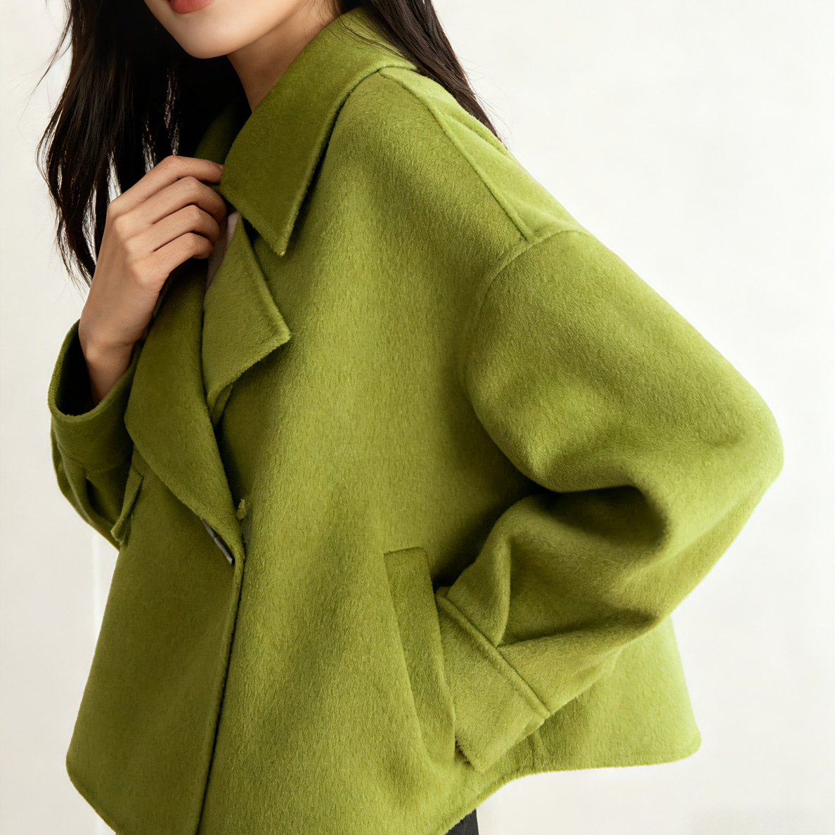 秋冬季新款休闲短款时尚减龄双面呢大衣显瘦气质百搭百搭小个子