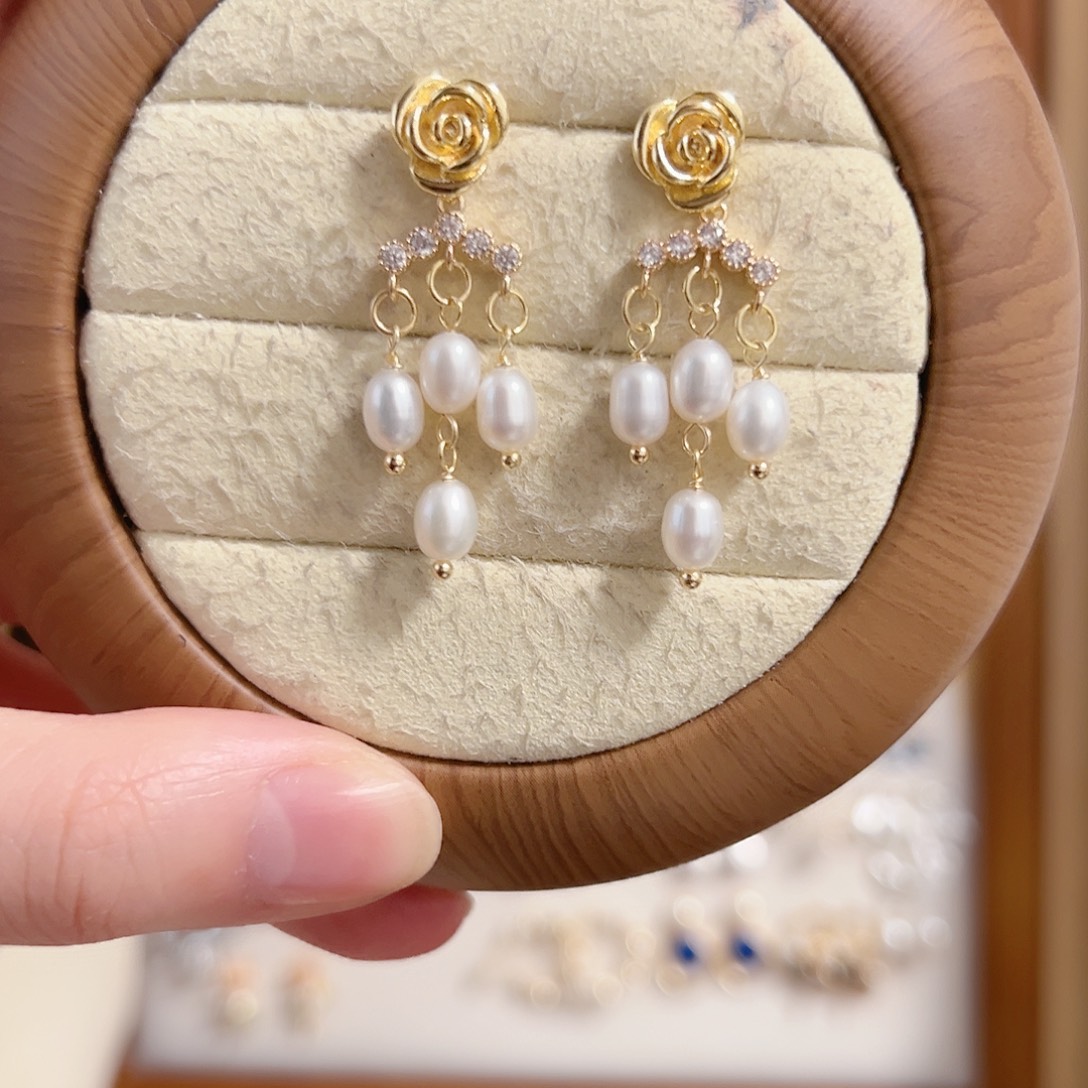 原创手作银S925镶嵌淡水珍珠