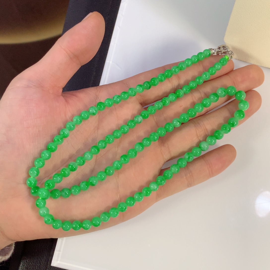 平***乐翡翠未镶嵌颈饰项链