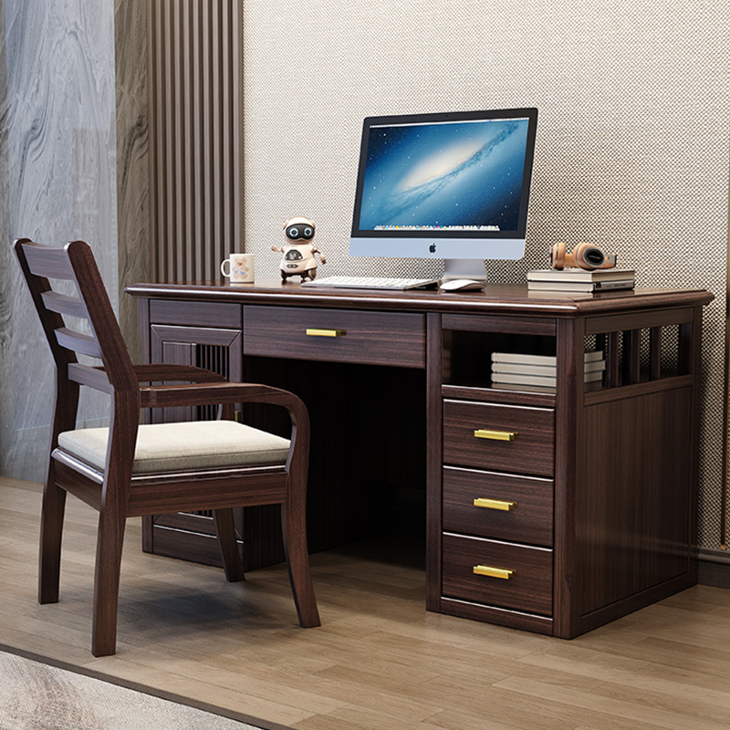 新中式实木书桌紫金檀木全实木现代简约家用写字台小户型电脑桌子