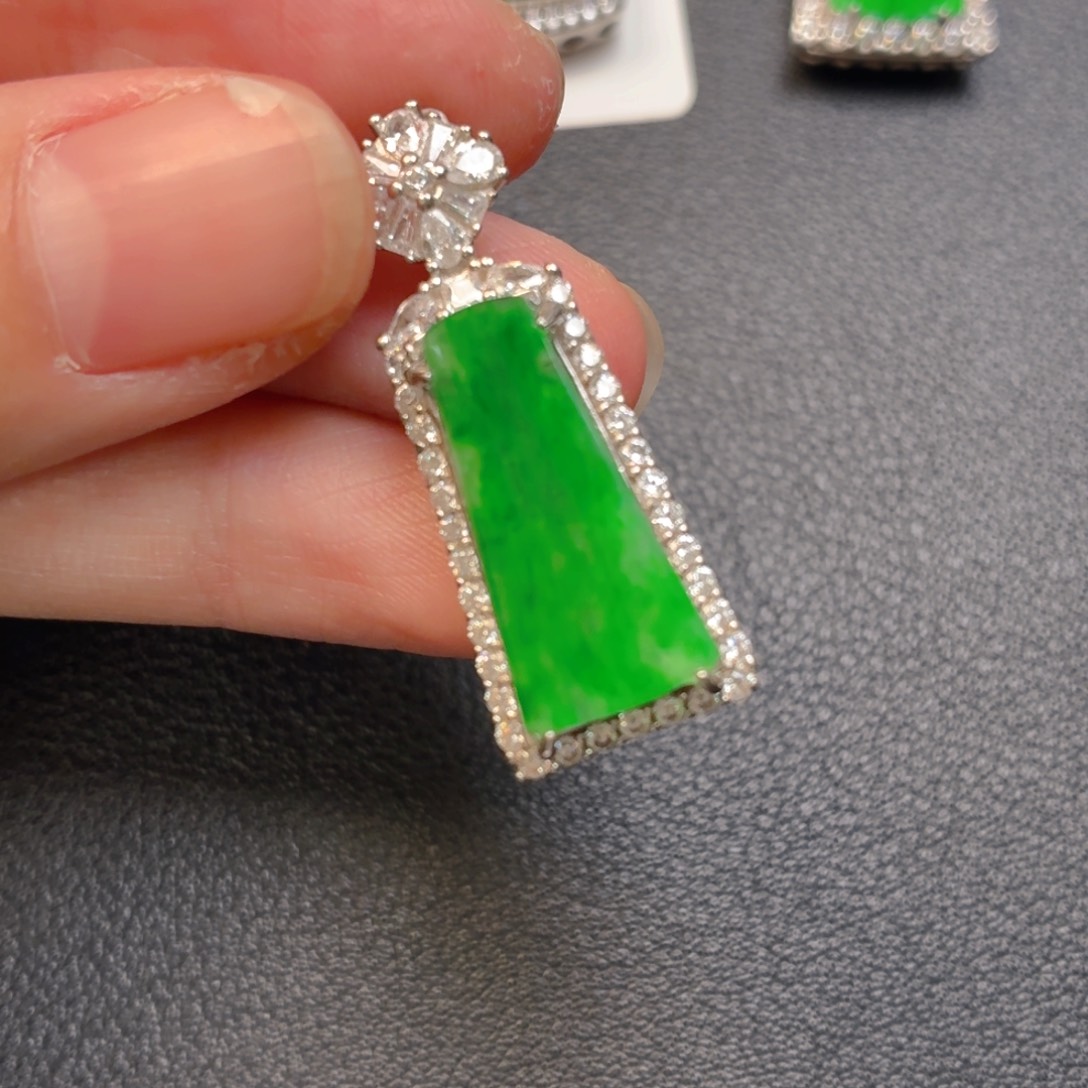 翡翠银S925镶嵌吊坠(不含链)