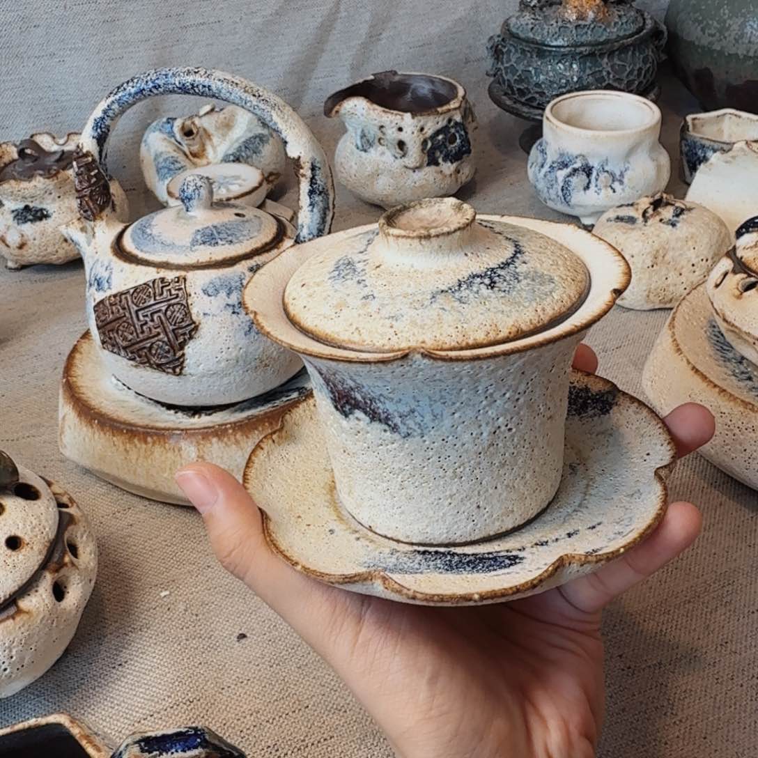 陈**姐粉引系列三才盖碗一套