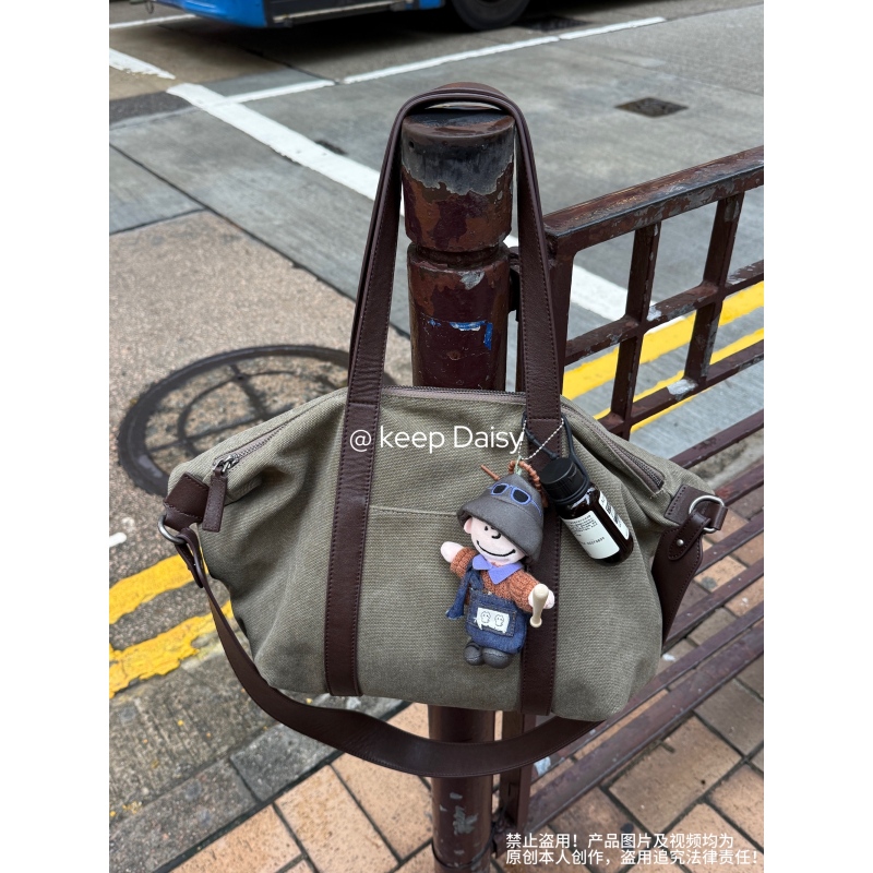 【抹茶拿铁】头层牛皮拼接托特包复古松弛慵懒单肩斜挎女包