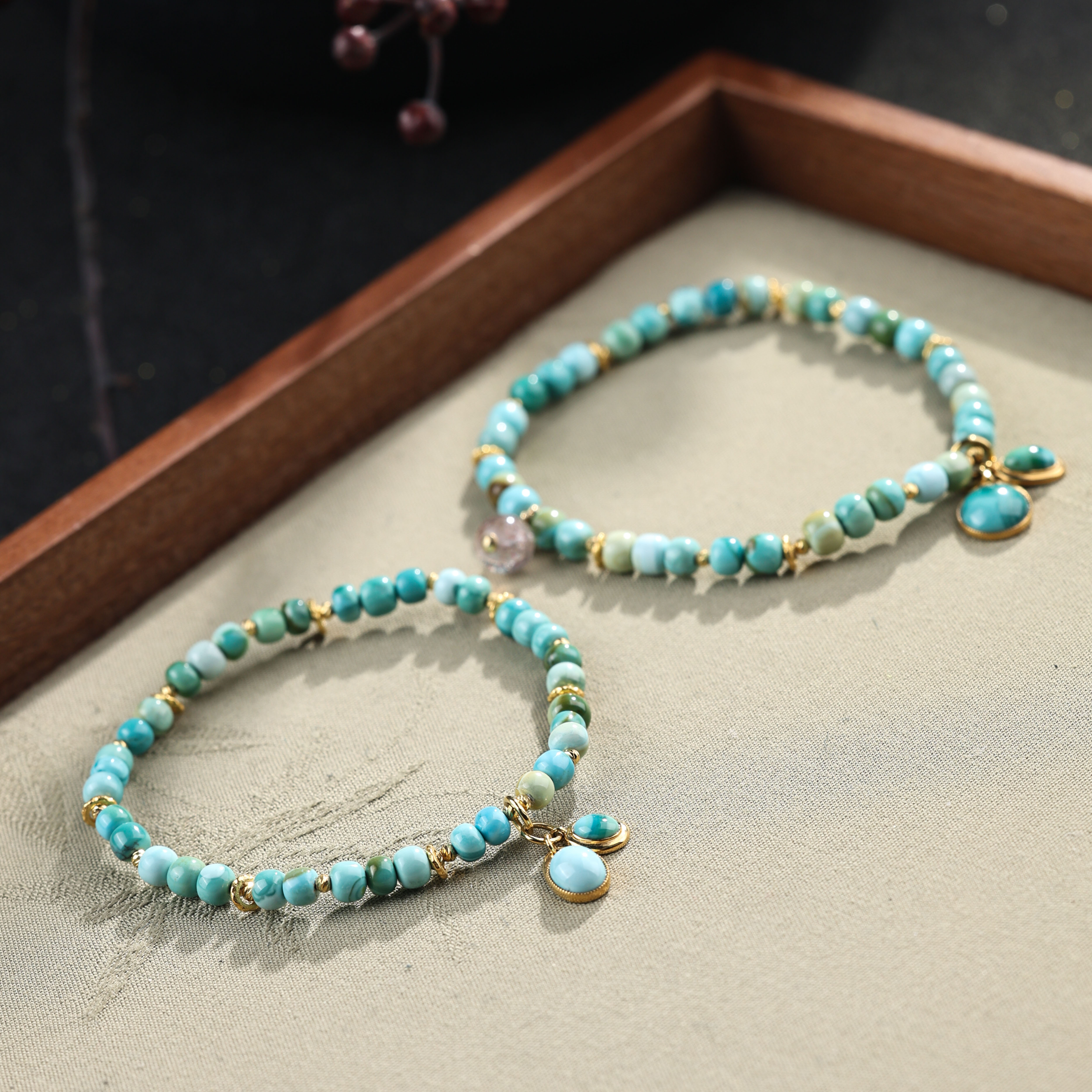 【举石臻选】TA1106-3793-12绿松石手串18k（一件/多样性发/约4mm）F