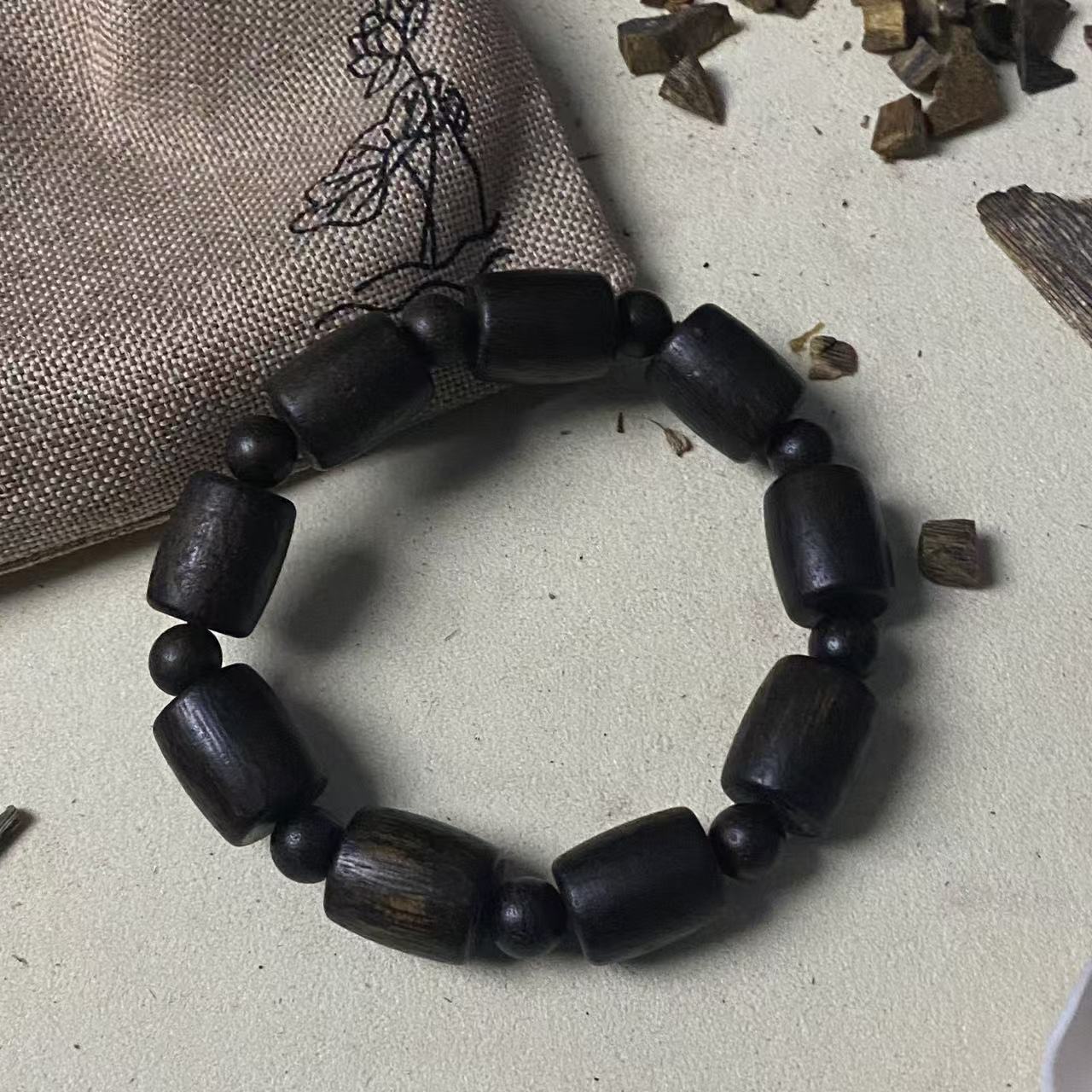 【叁木文玩】沉香木串桶珠R30