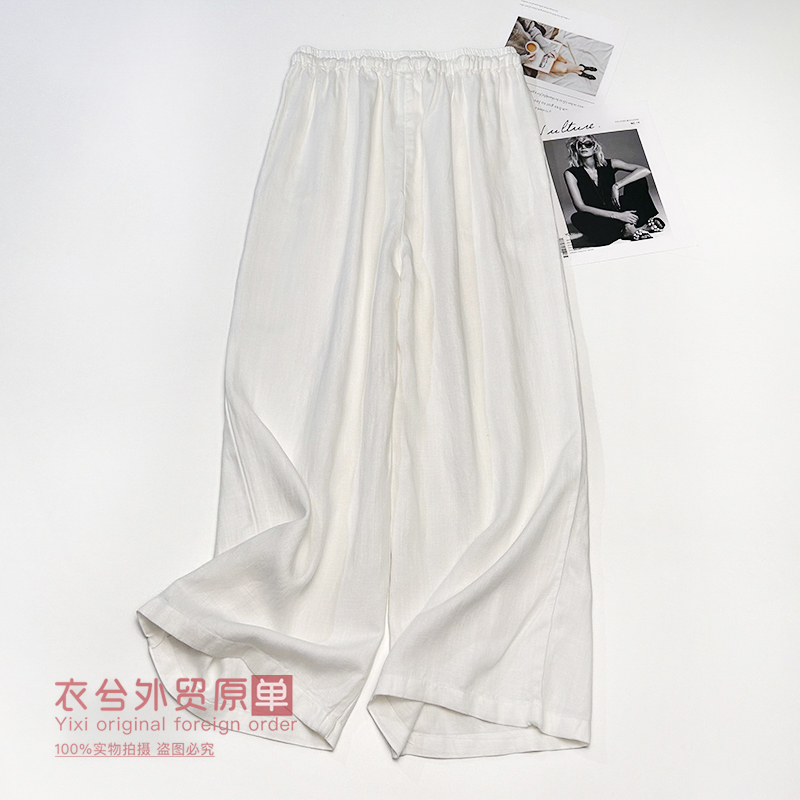 （直播色织纯亚麻直筒裤）55878春夏复古高级人字纹通勤百搭休闲裤G