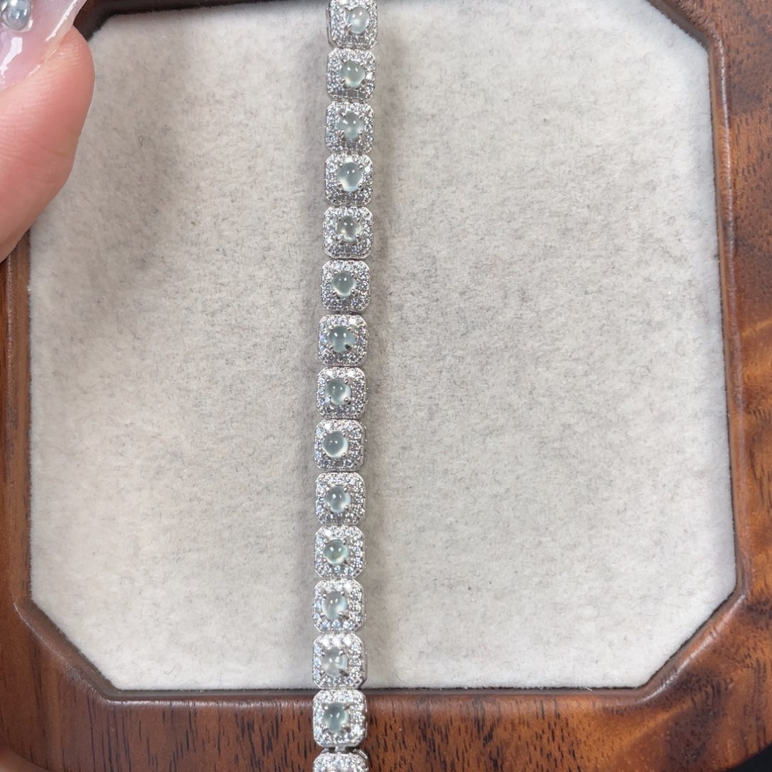 翡翠手链银S925镶嵌21558