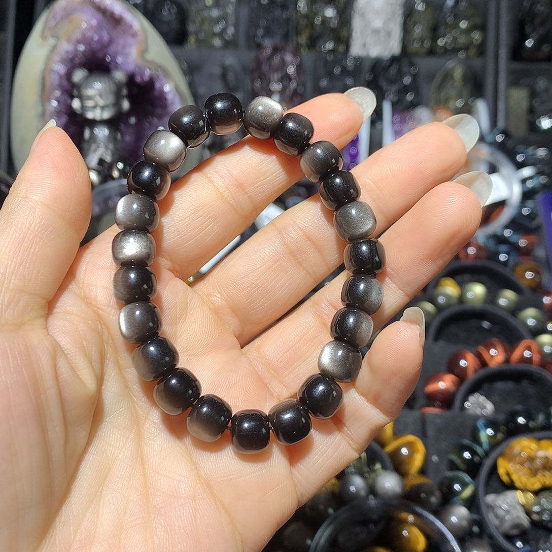 黑曜岩未镶嵌手链大*泡