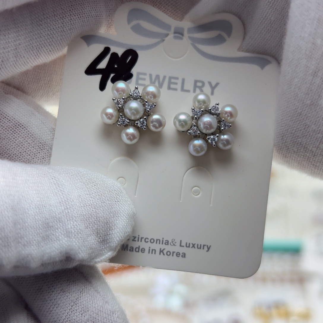 淡水珍珠耳钉合金