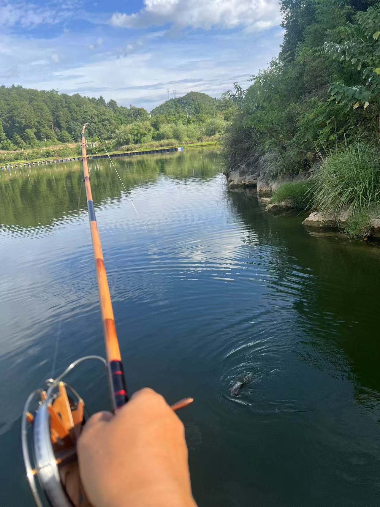 《爽风金丝楠木手把盘车鱼竿》轻细手工打造腰力好专业级钓鱼装备