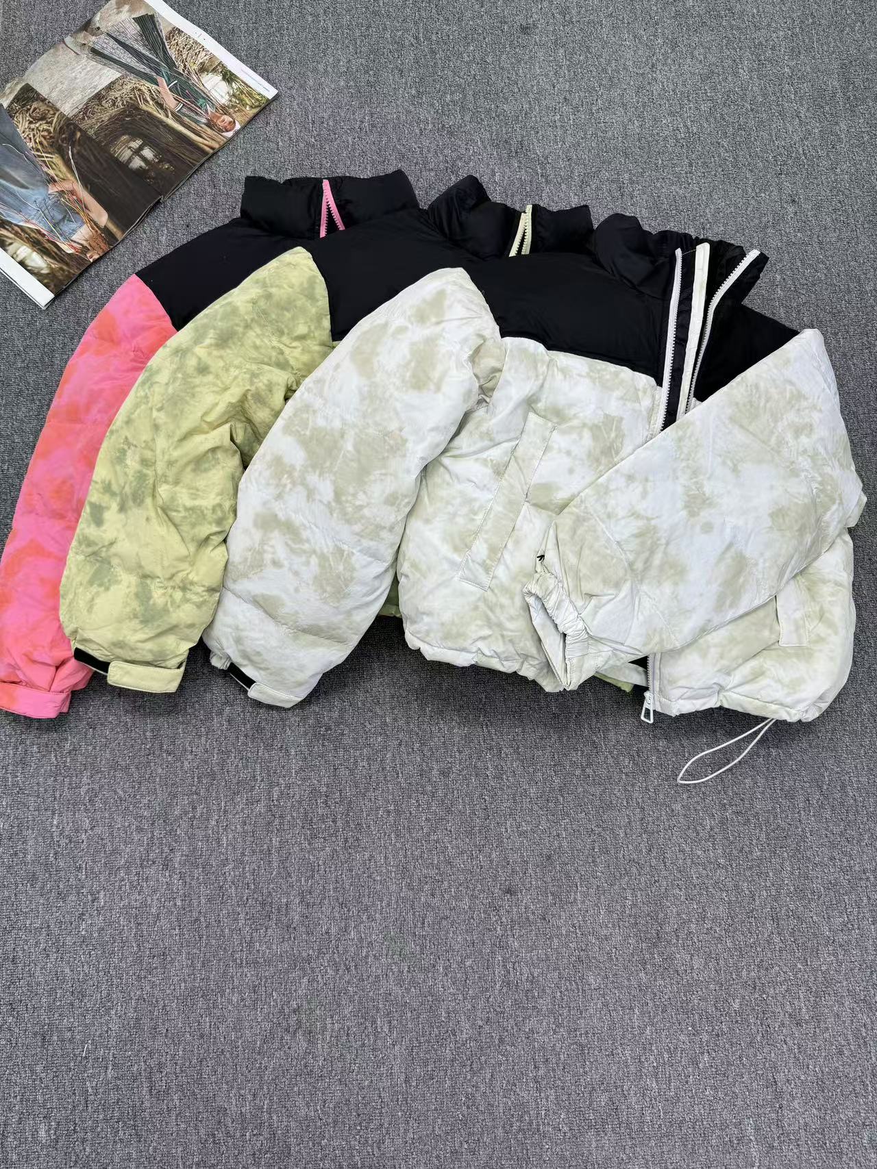 欧货女装晕染拼接白鸭绒羽绒服