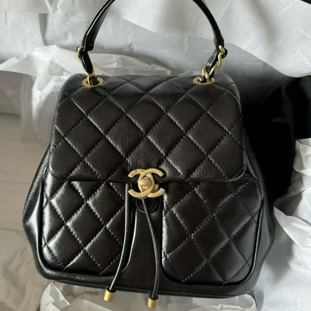 未使用 Chanel/香奈儿 23k 黑金隐藏款双肩包 芯片款 高级耐看