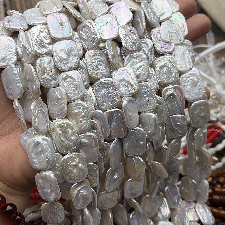 玛瑙/玉髓未镶嵌珠宝半成品一条长方片巴洛克珍珠